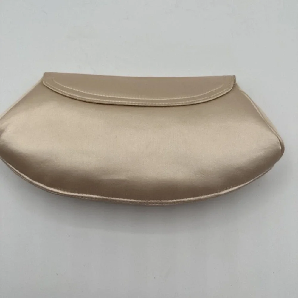 La‎ Regale Champagne Satin Evening Clutch Shoulder Bag Wedding Formal 25-03